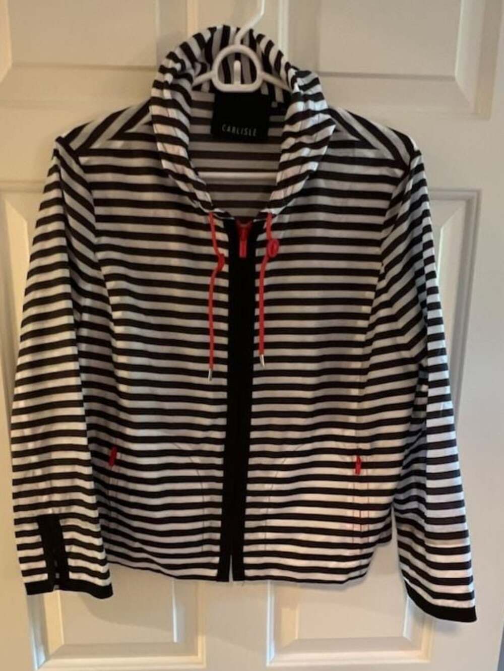 Carlisle Womens Striped Jacket Size 8 UK 10 Nylon & Polyester Black & White
